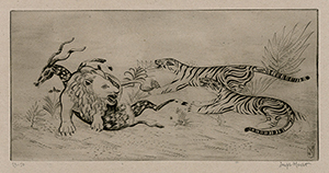 Atelier 17, lion gazelle, tigers, predators